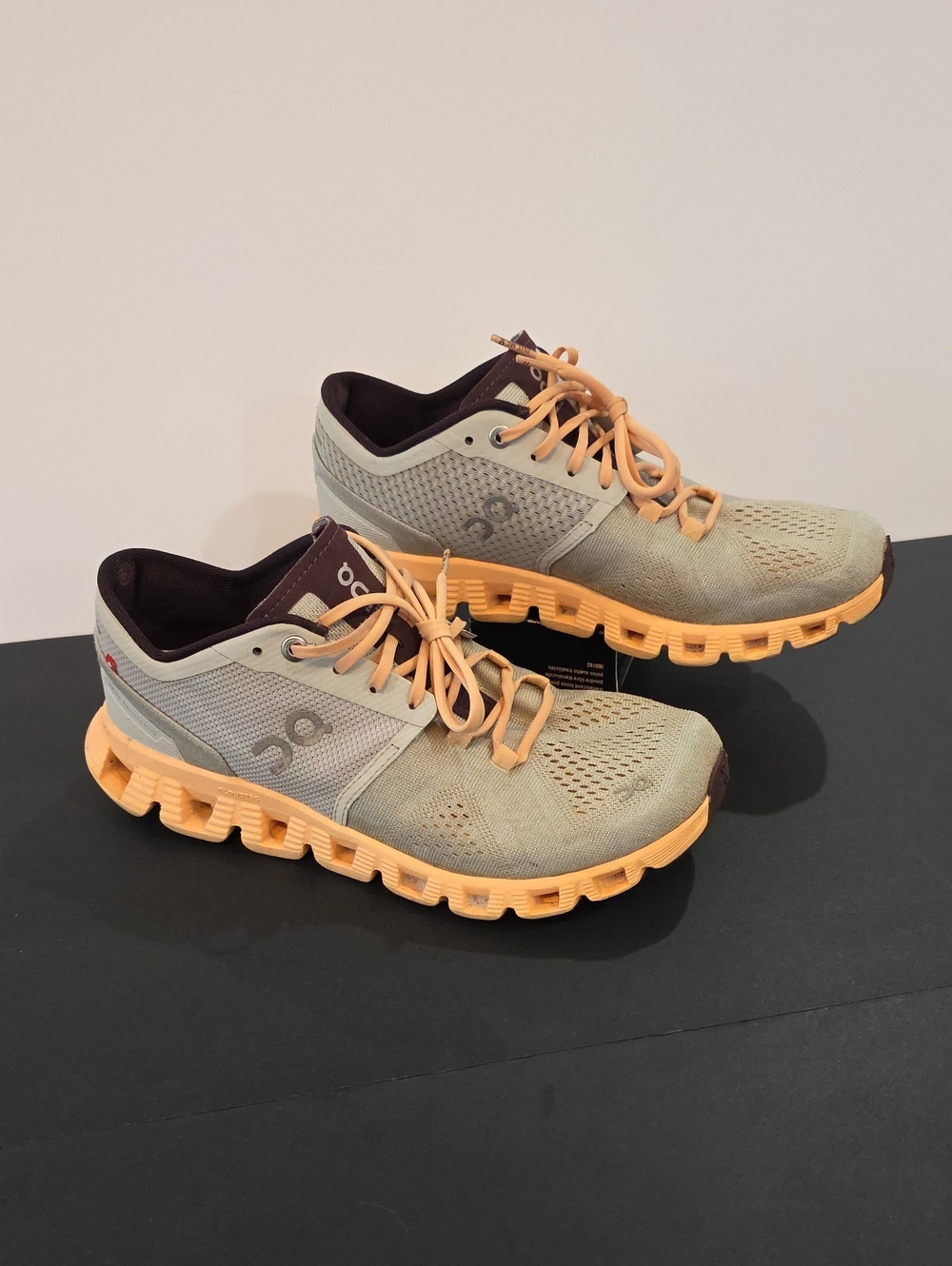 On Running Cloud X Women's Athletic Shoes in Sage and Orange